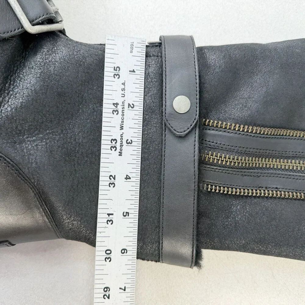 UGG Moto Punk OTK Boot Black Biker Buckle Zipper Round Toe Women's Size 10